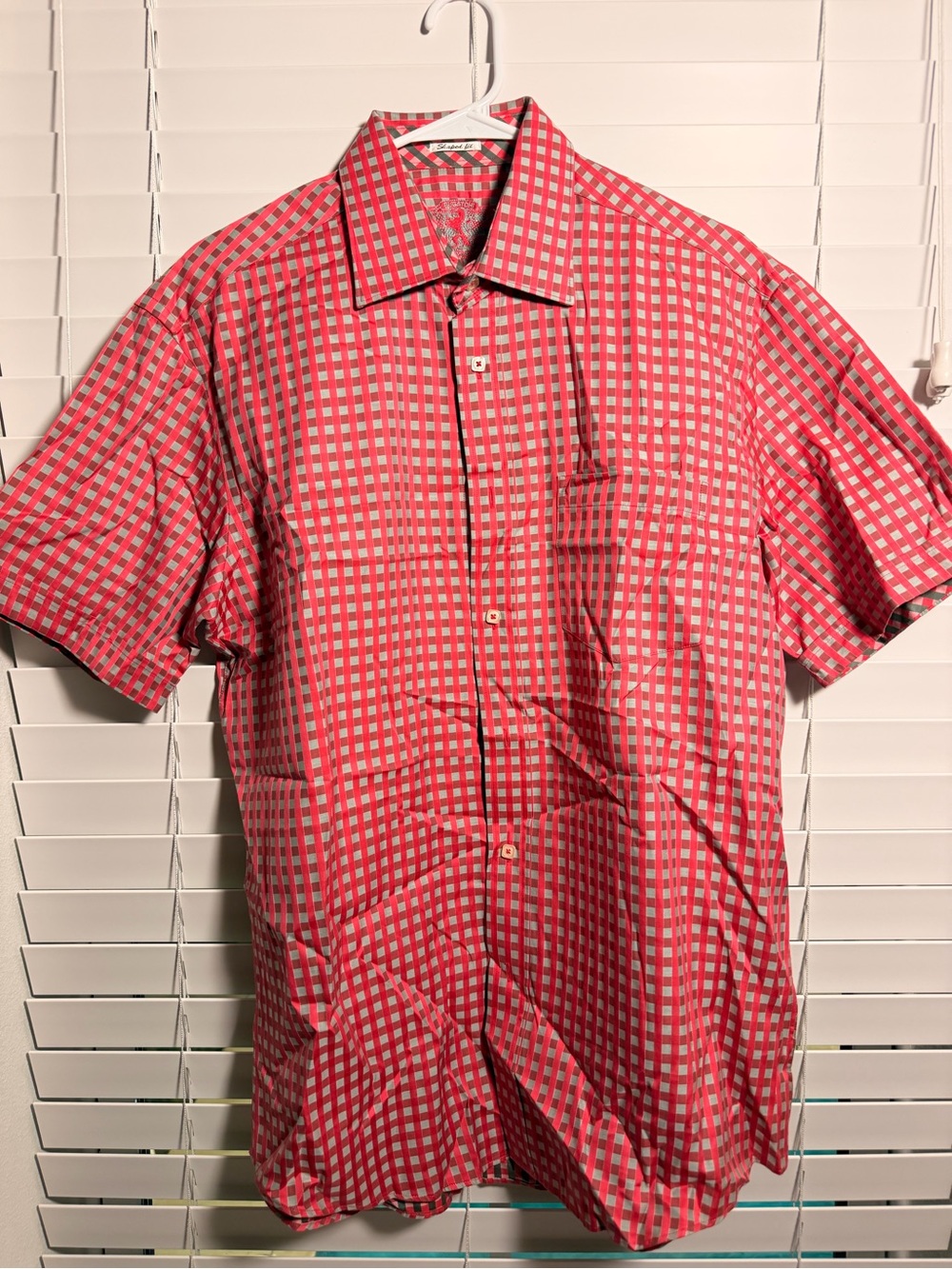 Bugatchi Red Checked Short-Sleeve Button-Down Shirt